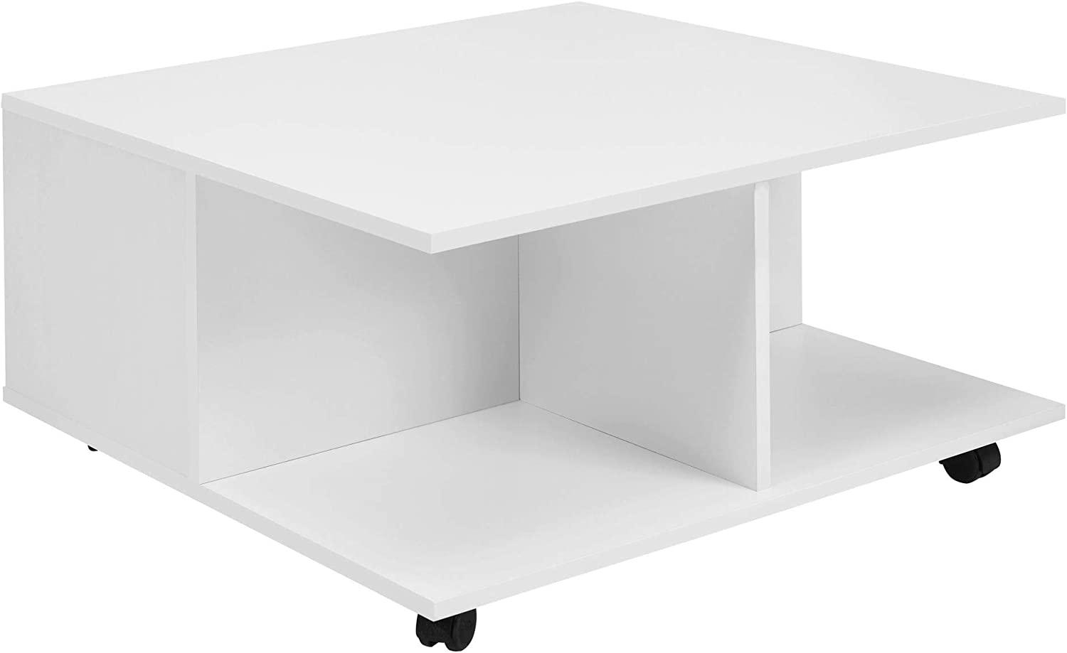 Wohnling Design Couchtisch 70x70 cm | Wohnzimmertisch mit 2 Schubladen Bild 1