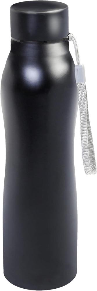 AXENTIA Design Thermoflasche 1000 ml geschwungene Form, Edelstahl-Trinkflasche doppelwandig für Büro & Alltag, schwarz Bild 1