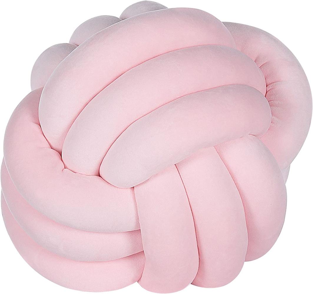 Dekokissen Knoten Ball Flechtmuster Samtstoff rosa 30 x 30 cm MALNI Bild 1
