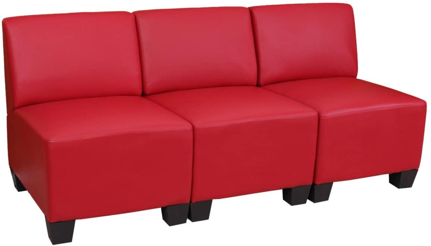 Modular 3-Sitzer Sofa Couch Lyon, Kunstleder ~ rot, ohne Armlehnen Bild 1