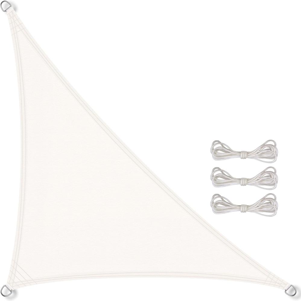 CelinaSun Sonnensegel inkl Befestigungsseile Premium PES Polyester wasserabweisend imprägniert Dreieck rechtwinklig 4,6 x 4,6 x 6,5 m weiß Bild 1