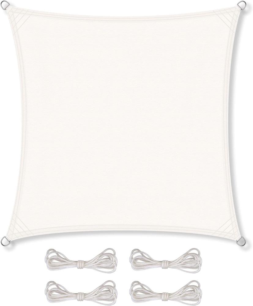 CelinaSun Sonnensegel inkl Befestigungsseile Premium PES Polyester wasserabweisend imprägniert Quadrat 2,6 x 2,6 m weiß Bild 1