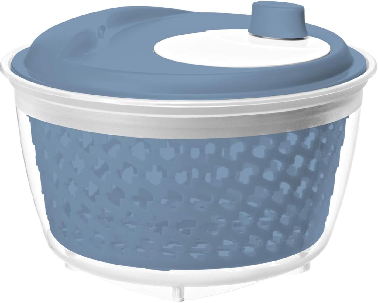 Rotho 1722406161 Fresh Salatschleuder, Kunststoff (PP) BPA-frei, blau/transparent, 4,5l (25,0 x 25,0 x 16,5 cm) Bild 1