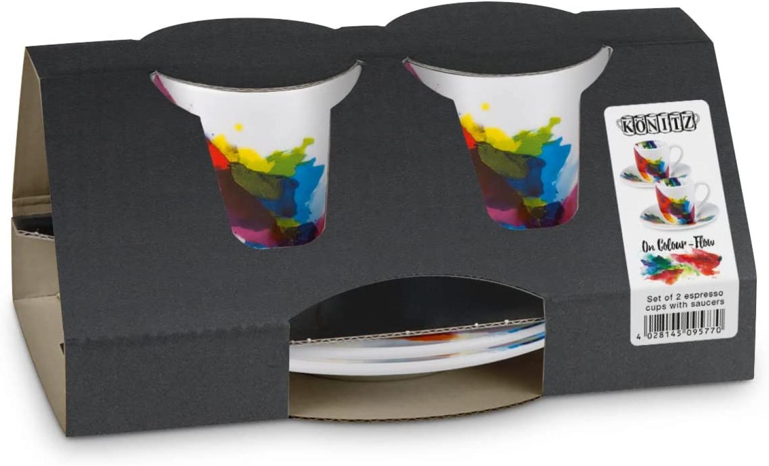KÖNITZ 2er Geschenkset Espresso 85 ml - On Colour - FLOW aus Porzellan / Designbecher Bild 1