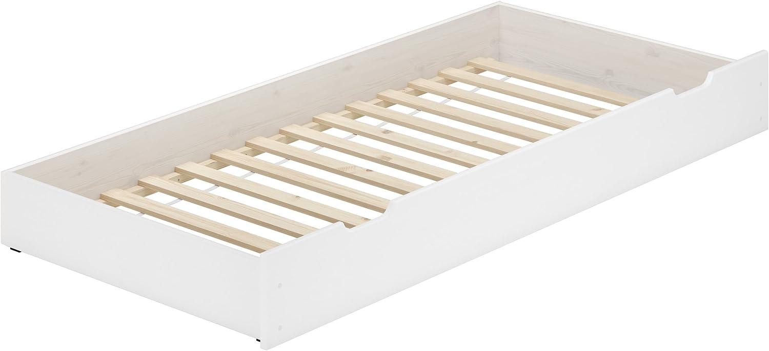 Erst-Holz Bettkasten weiß Bettschublade mit Rollrost als Zusatzbett für Einzelbetten 90.10-S6 W Bild 1