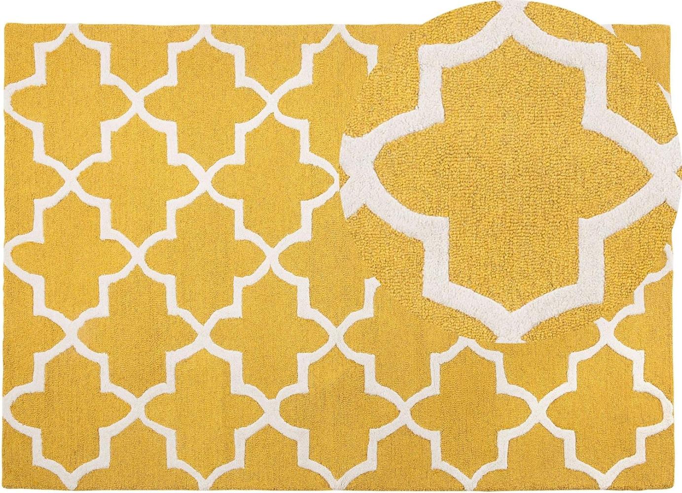 Teppich gelb 160 x 230 cm marokkanisches Muster Kurzflor SILVAN Bild 1