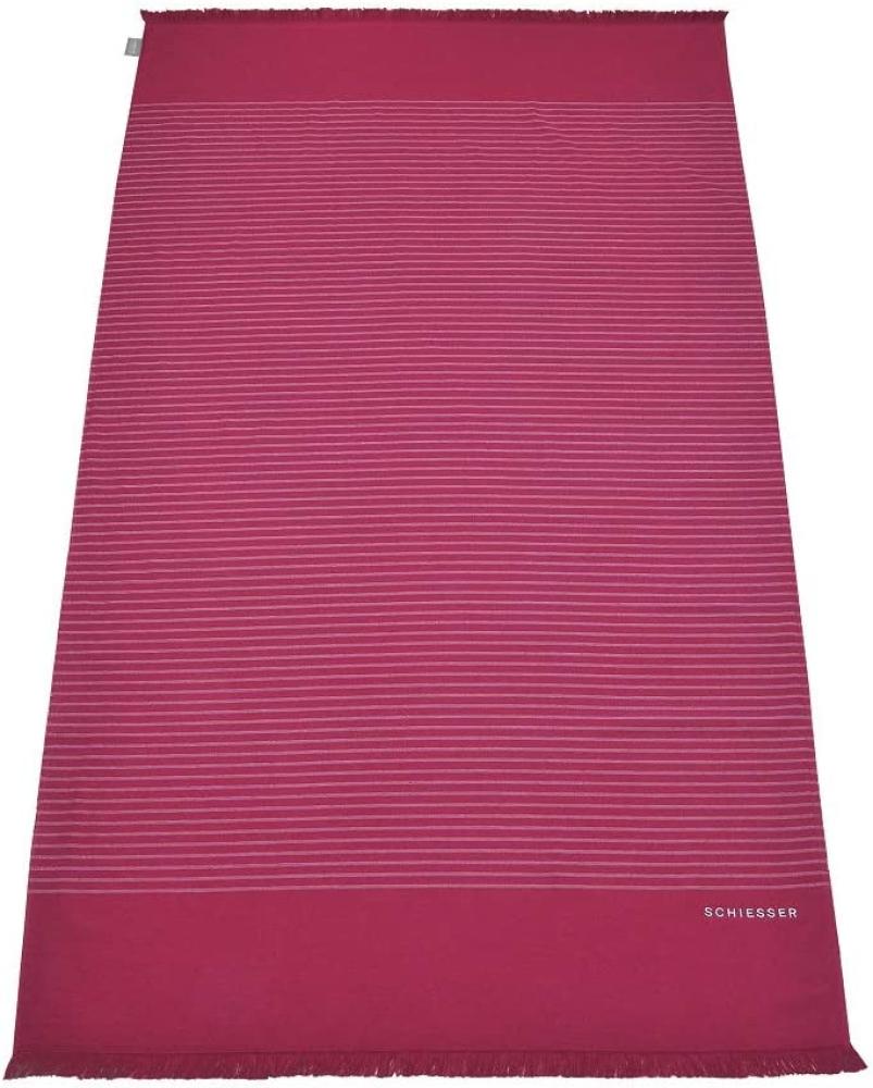 Schiesser Hamamtuch / Strandtuch / Badetuch Rom mit Fransen 100 x 180 cm, 100% Baumwolle Pink Bild 1