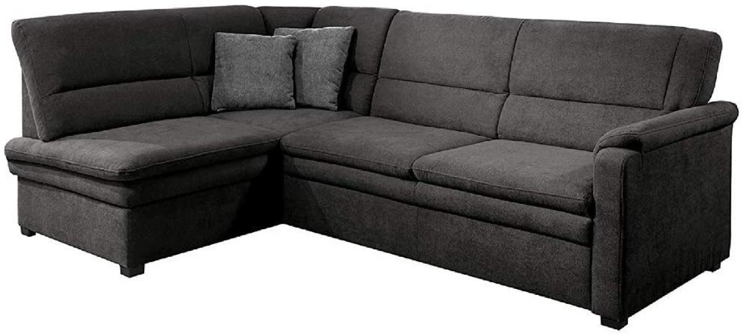 Cavadore Ecksofa Pisoo mit Ottomane links L-sofa, mit Federkern im klassischen Design, 245 x 89 x 161, Flachgewebe Dunkelgrau (Anthrazit) Bild 1