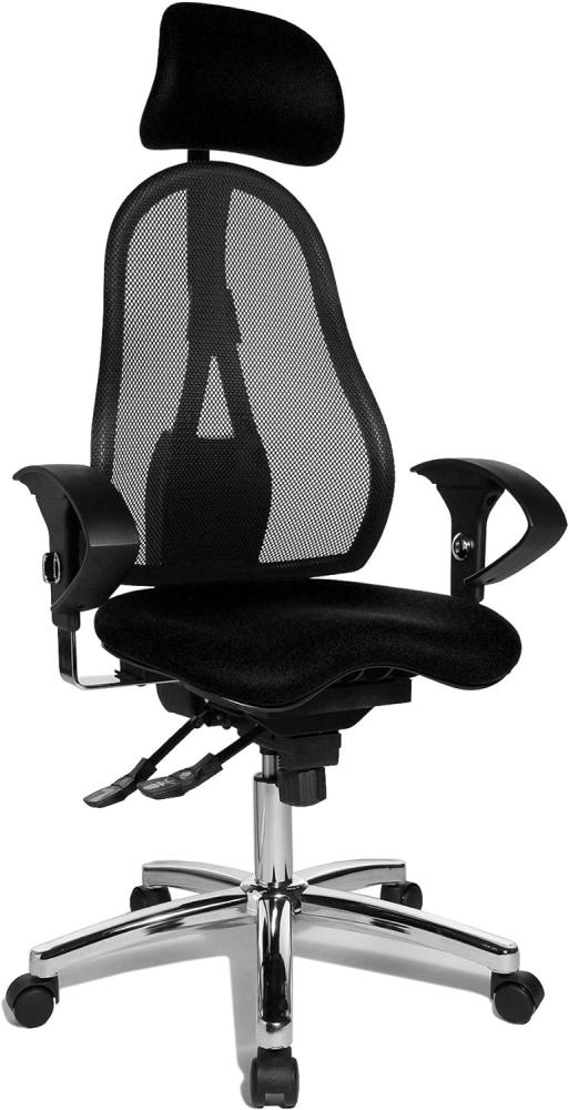 Topstar Sitness 45, Fitness-Drehstuhl, Bürostuhl, Schreibtischstuhl, inklusive höhenverstellbare Armlehnen und Kopfstütze, schwarz Bild 1