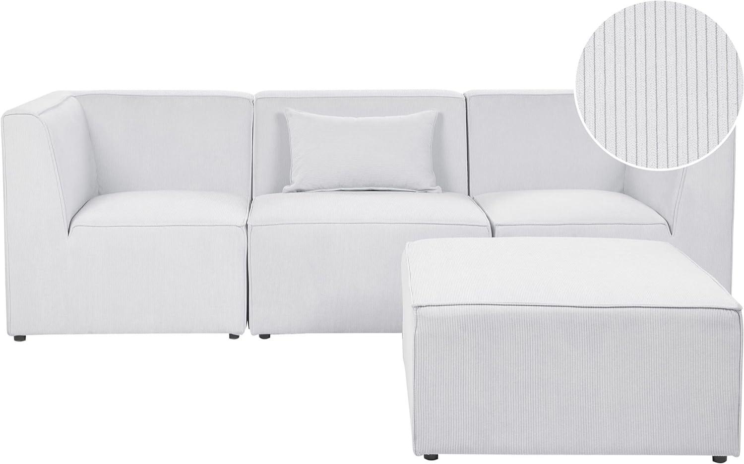 3-Sitzer Sofa Cord cremeweiß mit Ottomane LEMVIG Bild 1