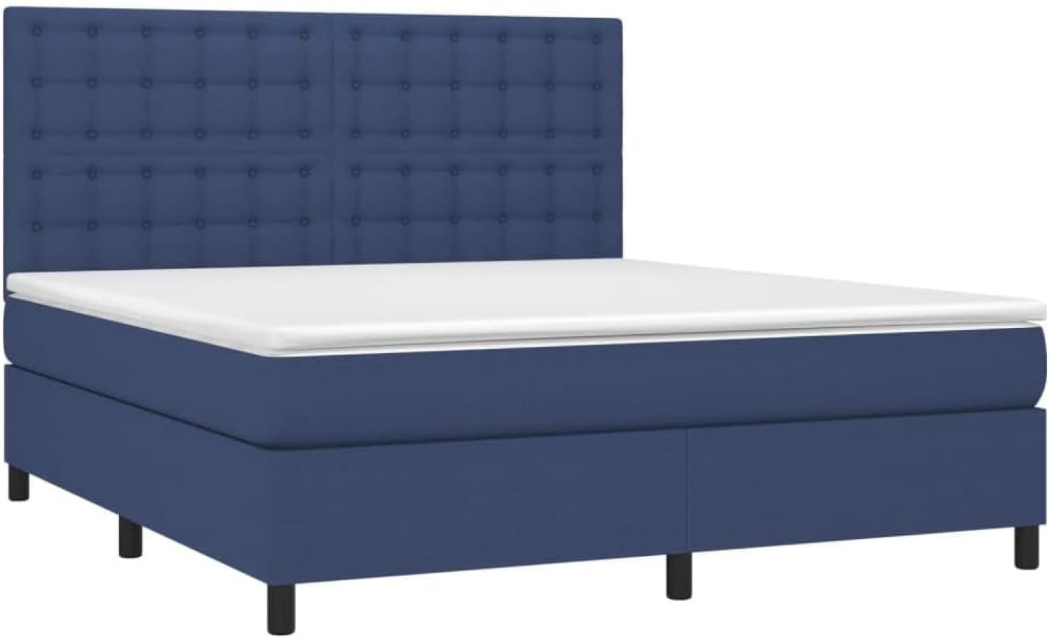 Boxspringbett mit Matratze & LED Blau 180x200 cm Stoff (Farbe: Blau) Bild 1