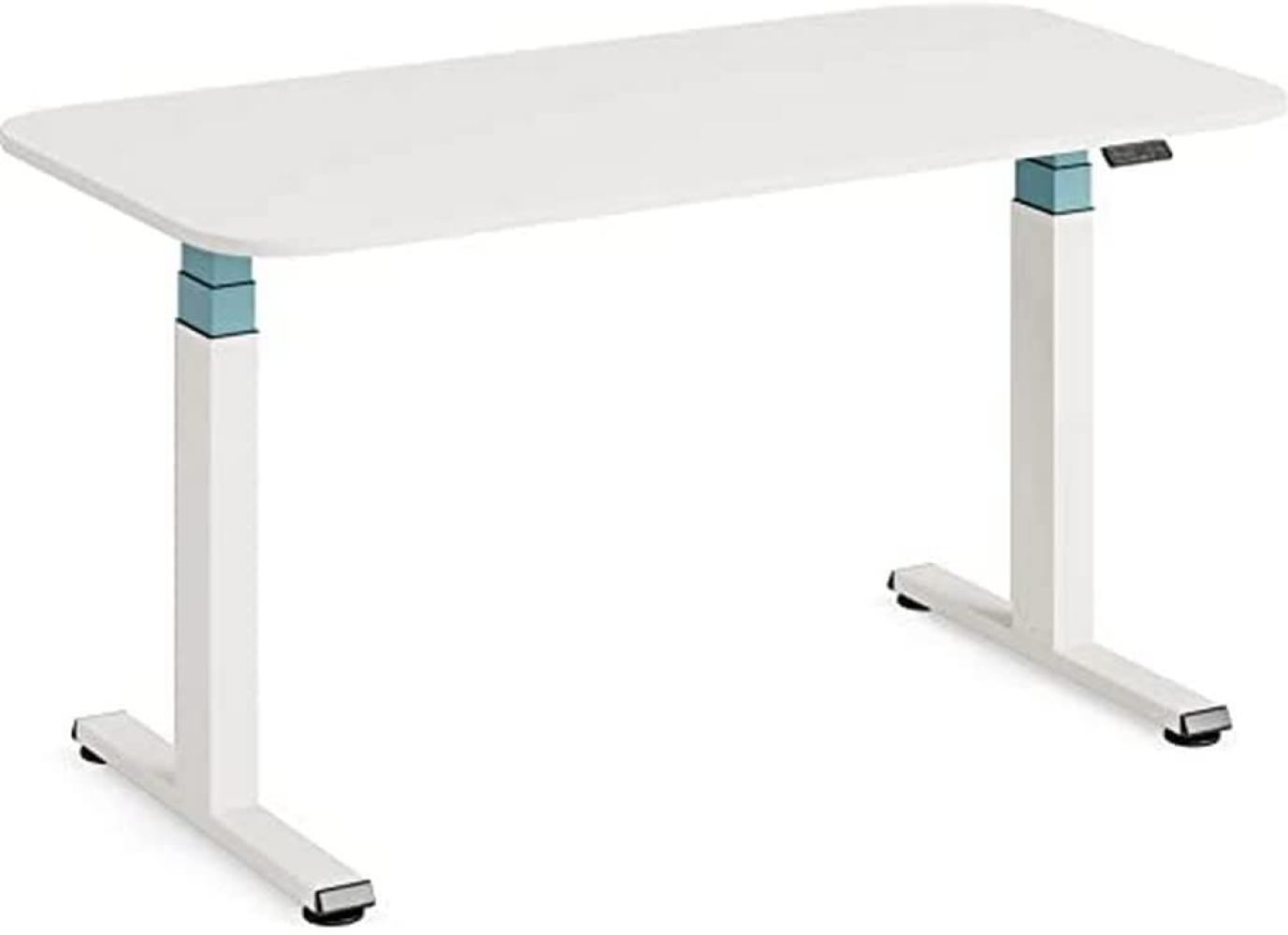 Steelcase Solo höhenverstellbarer Sitz-Steh-Schreibtisch mit Tischplatte in Snow und Gestell in Pearl Snow mit der Akzentfarbe Lagune (140 x 70 cm) Bild 1