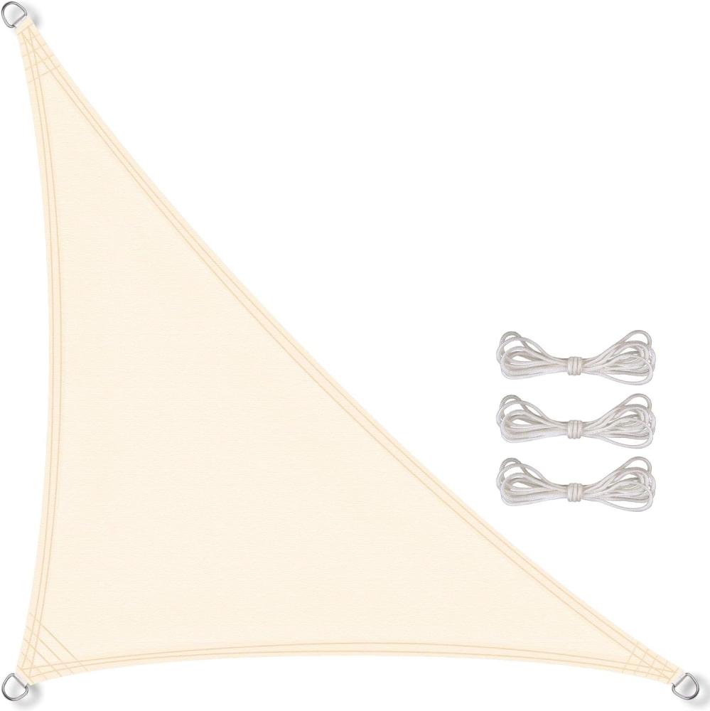 CelinaSun Sonnensegel inkl Befestigungsseile Premium PES Polyester wasserabweisend imprägniert Dreieck rechtwinklig 4,6 x 4,6 x 6,5 m Creme weiß Bild 1