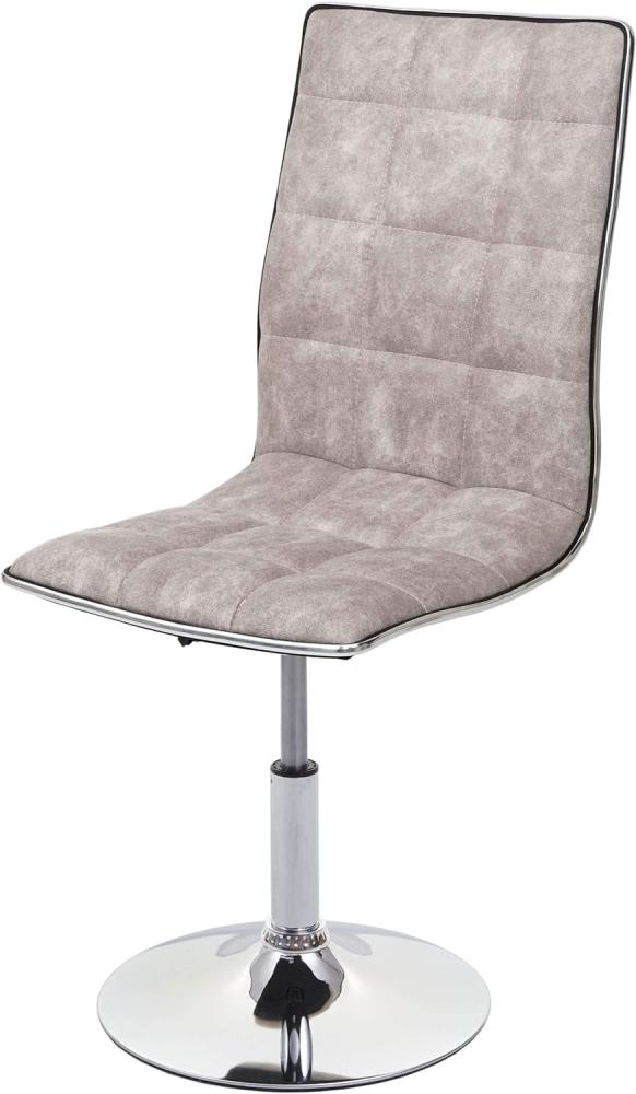 Esszimmerstuhl HWC-C41, Stuhl Küchenstuhl, höhenverstellbar drehbar, Stoff/Textil ~ vintage grau Bild 1