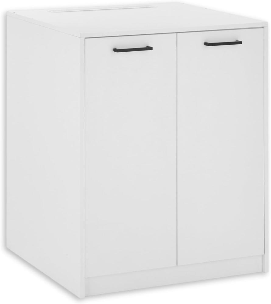 NERJA Waschmaschinenschrank mit Türen, Weiß - Waschmaschinenumbauschrank für Badezimmer & Hauswirtschaftsraum - 75 x 93 x 68 cm (B/H/T) Bild 1