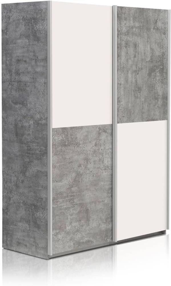 Möbel-Eins LILLY Schiebetürenschrank 120 cm, Material Dekorspanplatte, betongrau/weiss Bild 1