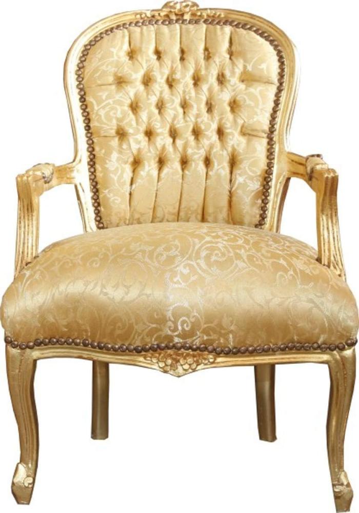 Casa Padrino Barock Salon Stuhl Gold Muster / Gold Bild 1