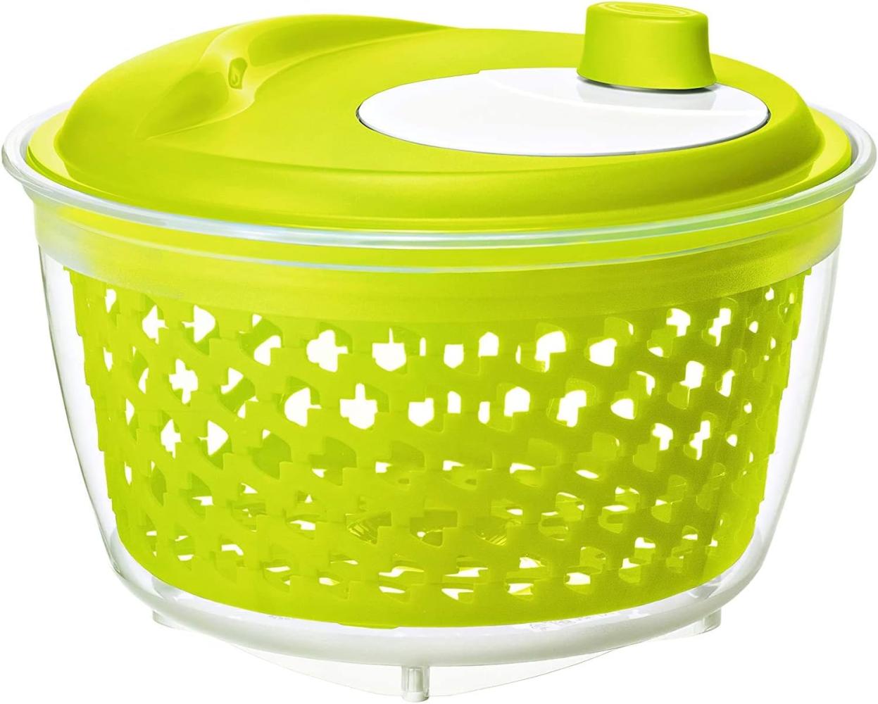 Rotho Fresh Salatschleuder, Kunststoff (PP) BPA-frei, grün/transparent, 4,5l (25,0 x 25,0 x 16,5 cm) Bild 1