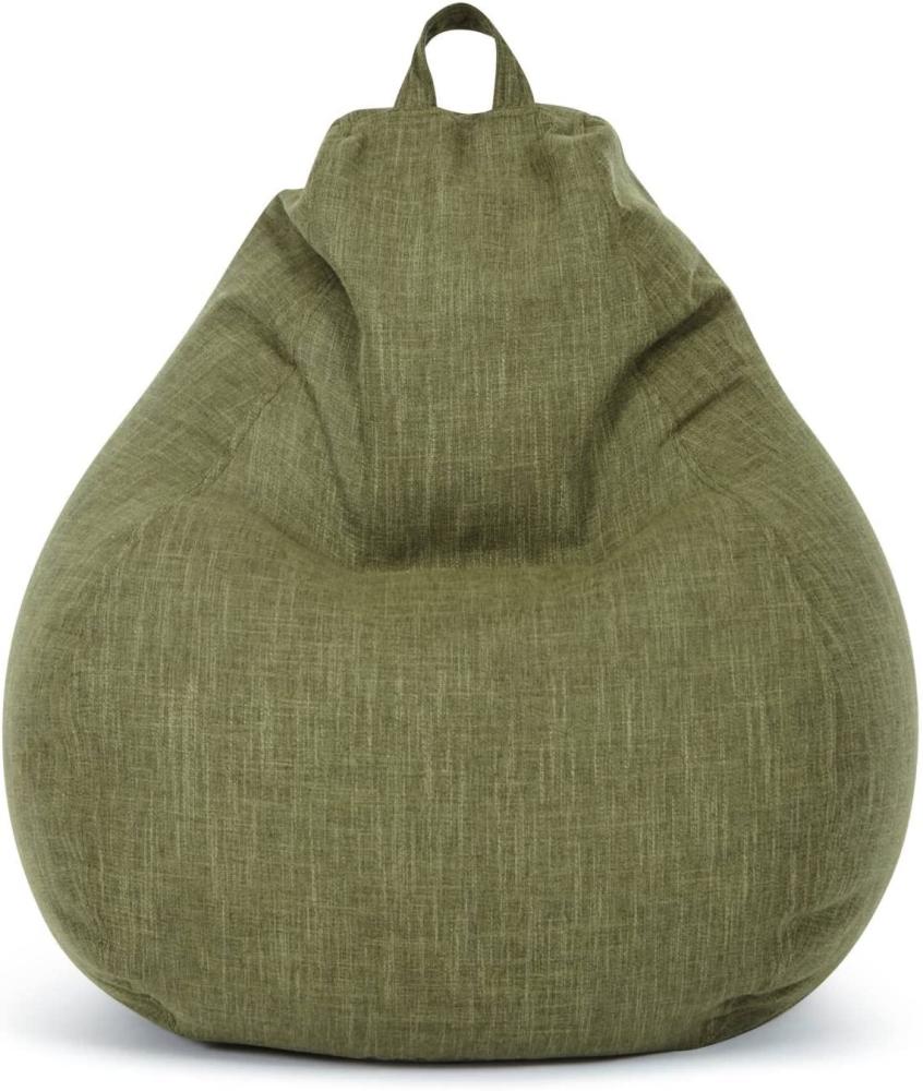 Green Bean© Indoor Sitzsack "Home Linen" mit 200 Liter mit EPS-Perlen Füllung - Bodenkissen Liegekissen Sitzkissen Lounge Grün Bild 1