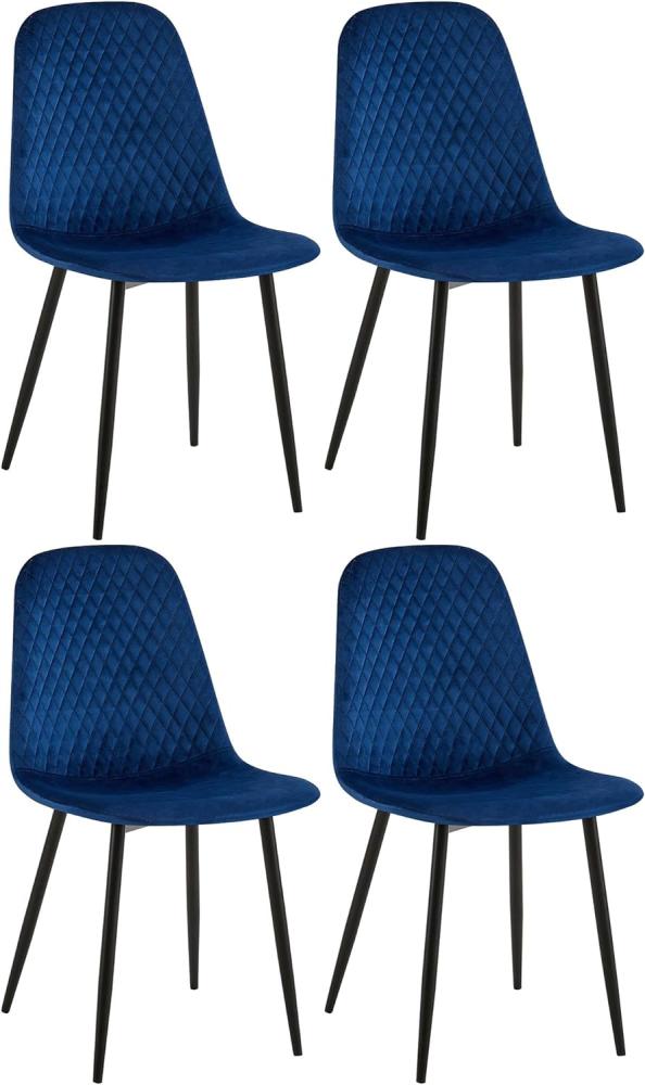 4er Set Stühle Giverny Samt (Farbe: blau) Bild 1