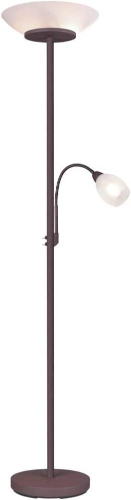 LED Deckenfluter mit Flexarm Leselicht, Rostoptik & Glasschirme weiß, 180cm Bild 1