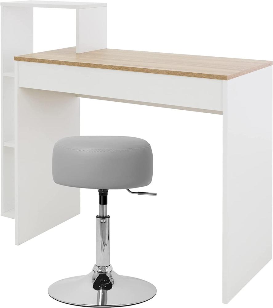 Schreibtisch mit Sitzhocker 110x72x40 cm Weiß/Sonoma-Eiche aus Holz ML-Design Bild 1