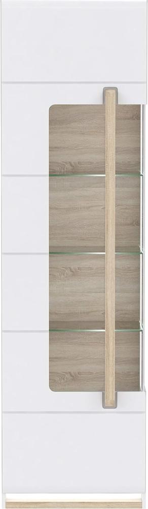 FORTE Attention Vitrine mit 1 Glastür, Holzwerkstoff, Weiß / Sonoma Eiche mit Weiß Hochglanz, 34,2 x 60,2 x 209,3 cm Bild 1