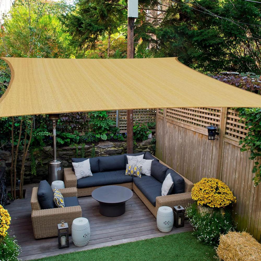 HAIKUS Sonnensegel 3x3 m Quadratisch, Premium HDPE 98% UV Schutz Sonnenschutz Atmungsaktiv Wetterbeständig für Garten Balkon und Terrasse, mit Ösen und Befestigungsseile, Quadrat Sand 3x3m Bild 1