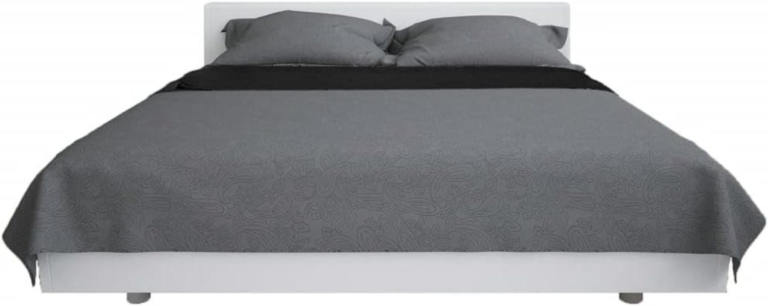 Zweiseitige Tagesdecke Gesteppt 220 x 240 cm Grau und Schwarz Bild 1