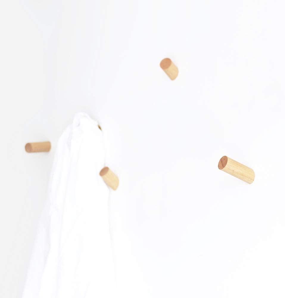 anaan One-Tenth Wandhaken Holz Garderobenhaken aus Massivholz Kleiderhaken Wanddeko Modern (Buche, 3er Set, S+M+L) Bild 1
