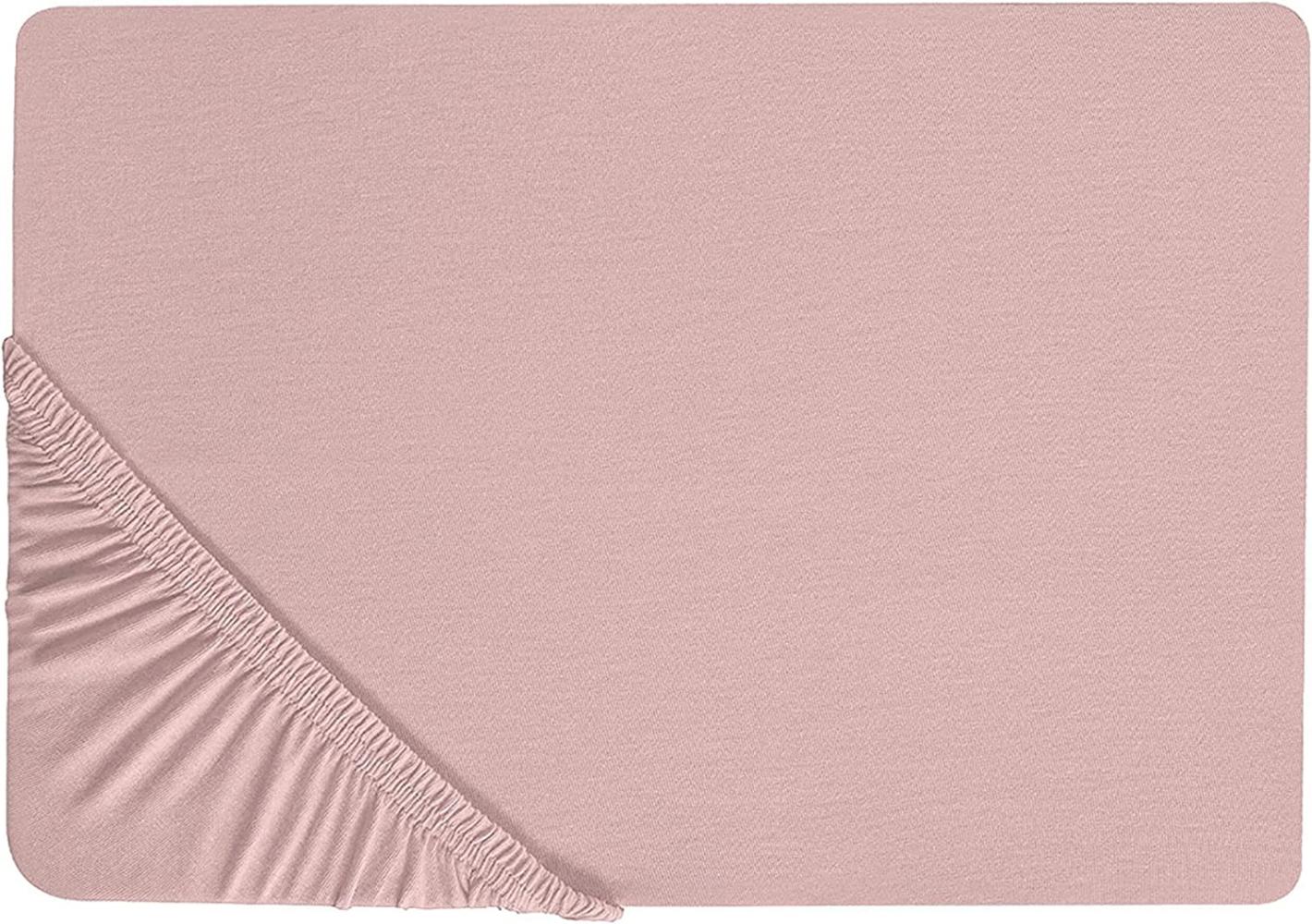 Spannbettlaken rosa Baumwolle 140 x 200 cm HOFUF Bild 1
