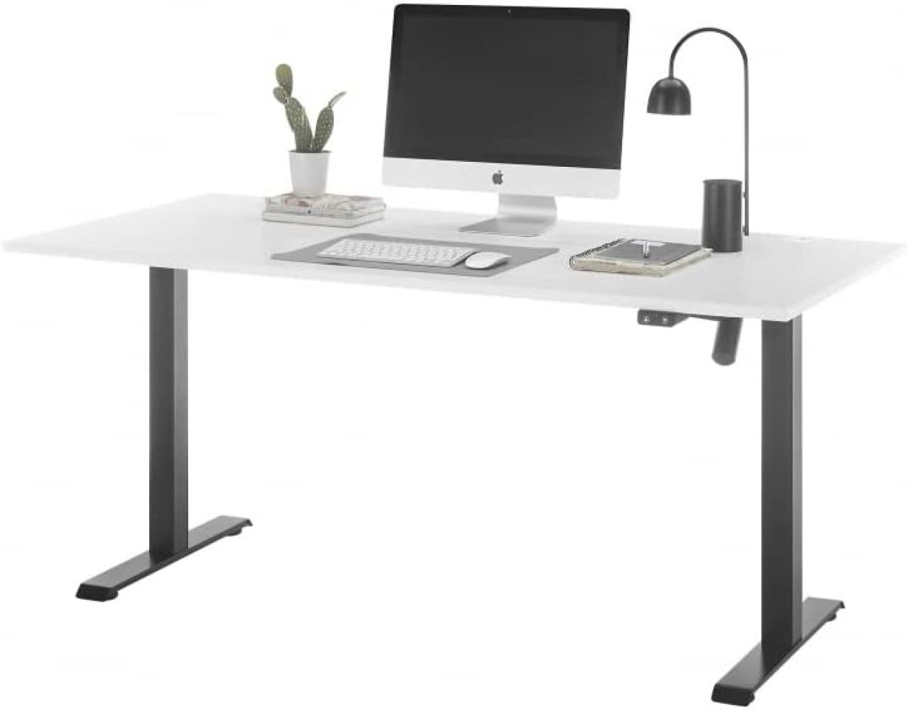 Schreibtisch TOM elektrisch höhenverstellbar Arbeitstisch Büro ca. 160 x 72-120 x 77 cm Weiß / Schwarz Bild 1