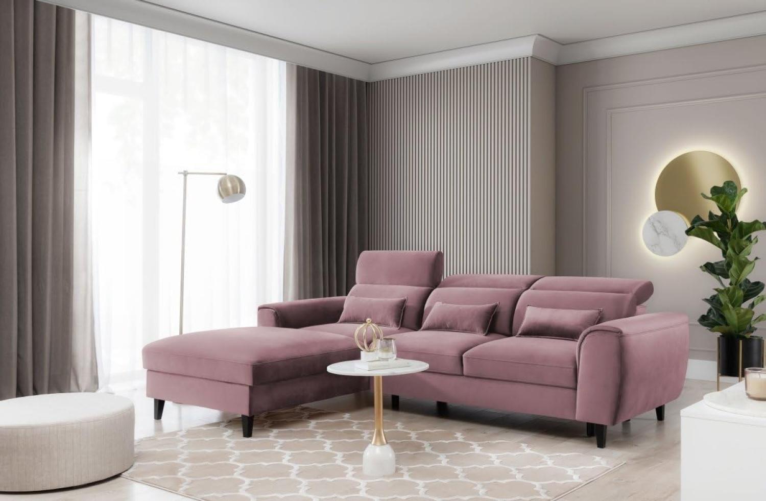 Designer Sofa Forino mit Schlaf- und Klappfunktion Rosé Links Bild 1