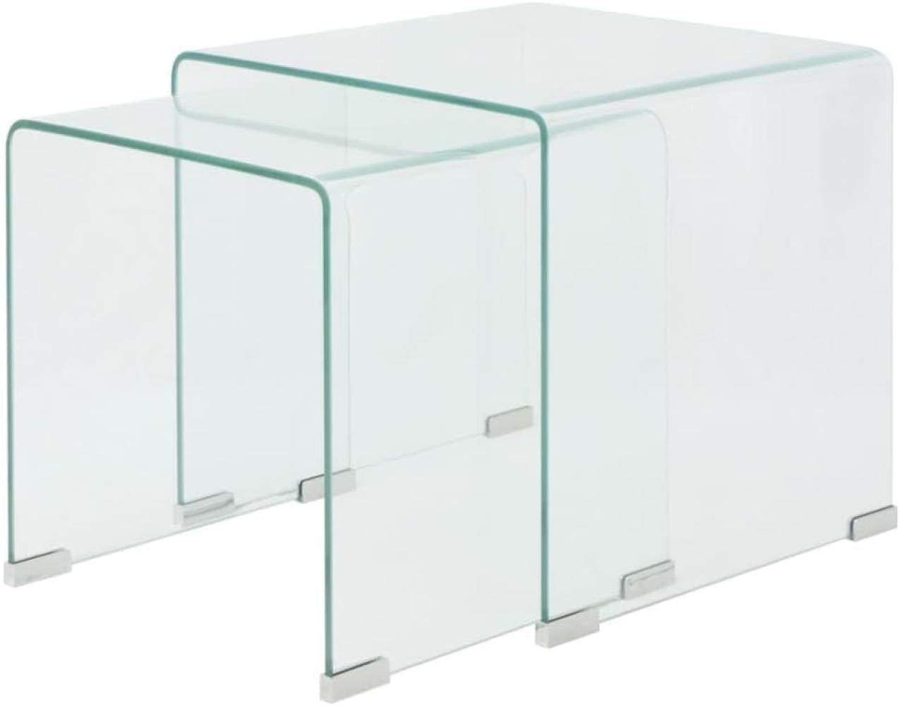 Zweiteiliges Satztisch-Set aus gehärtetem Glas Transparent Bild 1