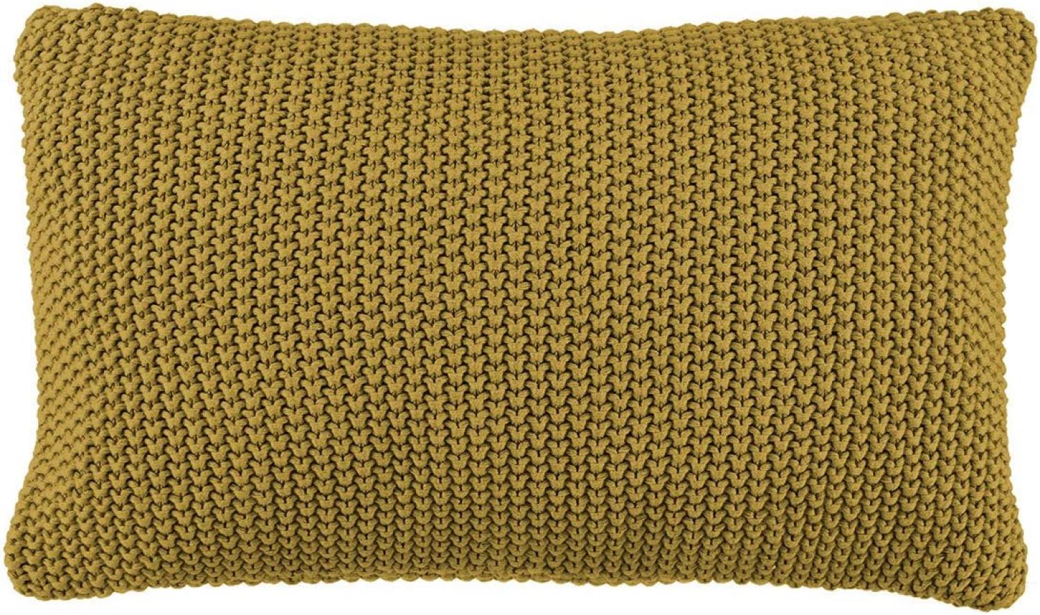 Marc O Polo Strick Dekokissen Plaid Nordic Knit oil yellow | Dekokissen 30x60 cm Bild 1