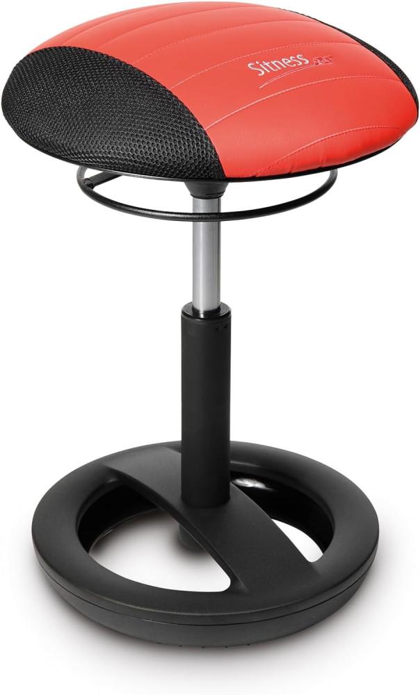 Topstar Sitness RS Bob, Sitzhocker, Arbeitshocker, Fitnesshocker mit Schwingeffekt, Stoff, rot / schwarz, 38,5 x 38,5 x 57,0 cm Bild 1