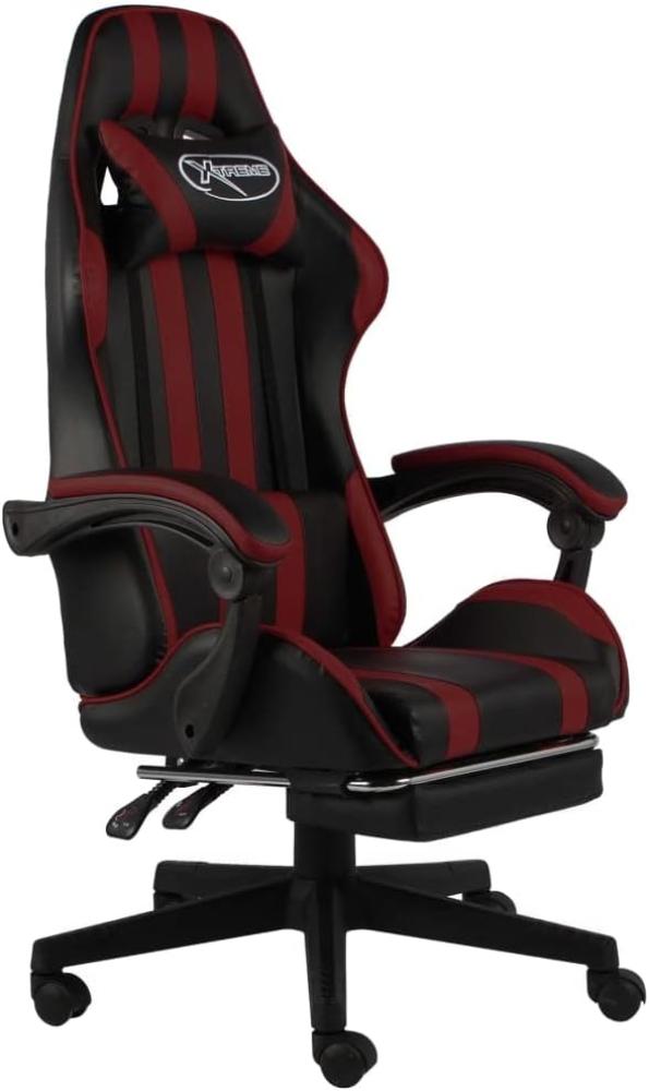 vidaXL Gaming-Stuhl mit Fußstütze Schwarz und Weinrot Kunstleder [20533] Bild 1