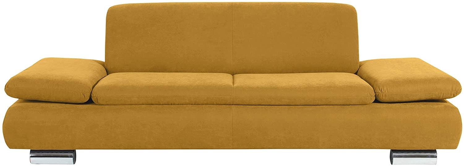 Terrence Sofa 2,5-Sitzer Veloursstoff Mais Metallfüße verchromt Bild 1