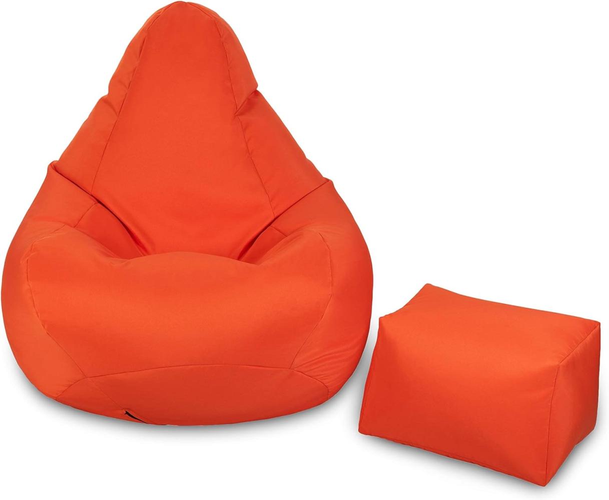 Loft 25 Gaming Sitzsack Outdoor | Gaming Sessel für den Innenbereich des Wohnzimmers im Freien | Wasserbeständig | Ergonomisches Design zur Körperunterstützung (Orange, Sitzsack Set) Bild 1