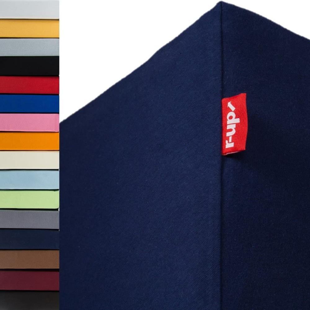 r-up Passt Spannbettlaken 140x200-160x200 bis 35cm Höhe viele Farben 100% Baumwolle 130g/m² Oeko-Tex stressfrei auch für hohe Matratzen (dunkelblau) Bild 1