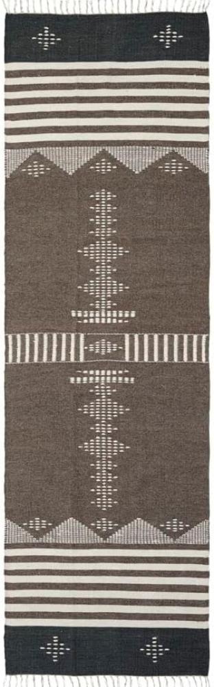 Teppich Coto im Indie Stil in Braun aus Wolle und Baumwolle, 90 x 300 cm Bild 1