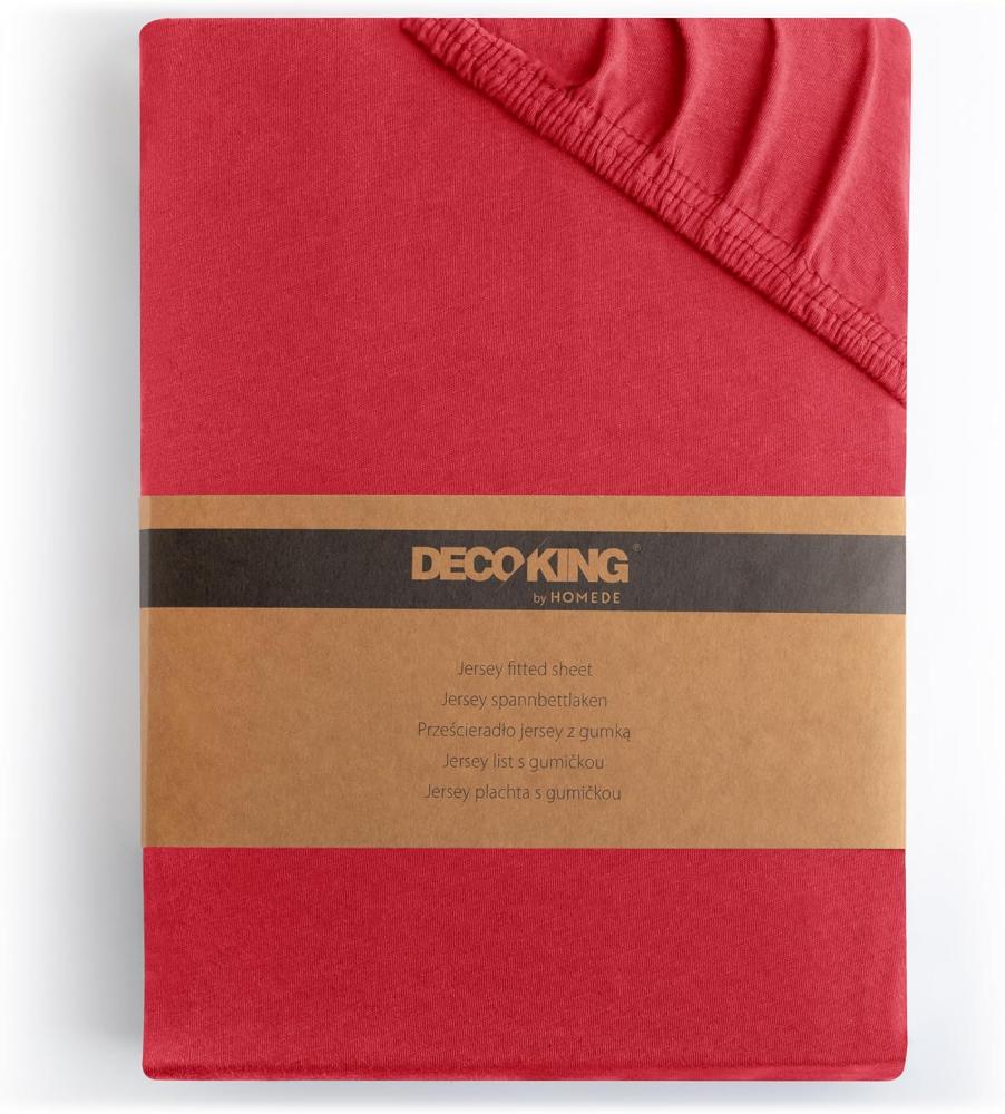 DecoKing Spannbettlaken 200x200 200x220 cm Rot Spannbetttücher Jersey 100% Baumwolle Boxspringbett Amber 200 x 200 200 x 220 Bild 1