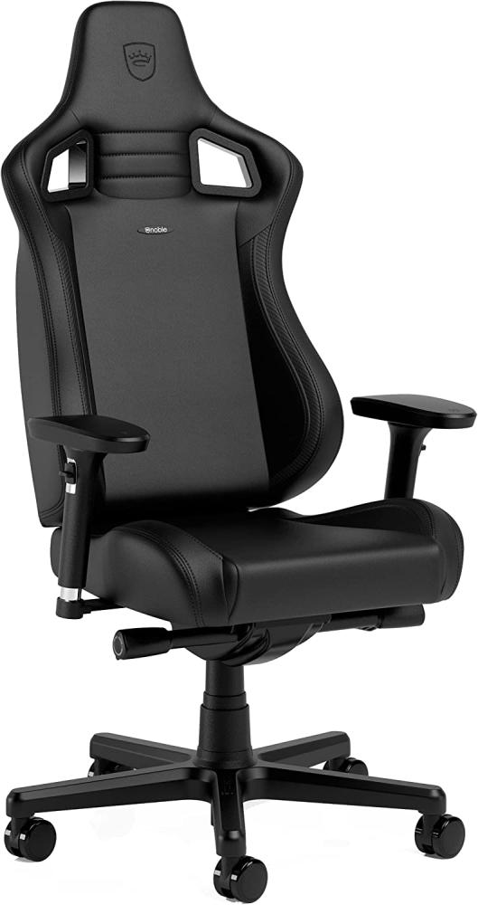 noblechairs Epic Compact Gaming Stuhl, Bürostuhl Ergonomisch, Schreibtisch Stuhl, Kopf- und Lendenstütze, PU-Leder, Entwickelt für Nutzer bis 120 kg und 1,7 Meter Hoch (Schwarz/Carbon) Bild 1