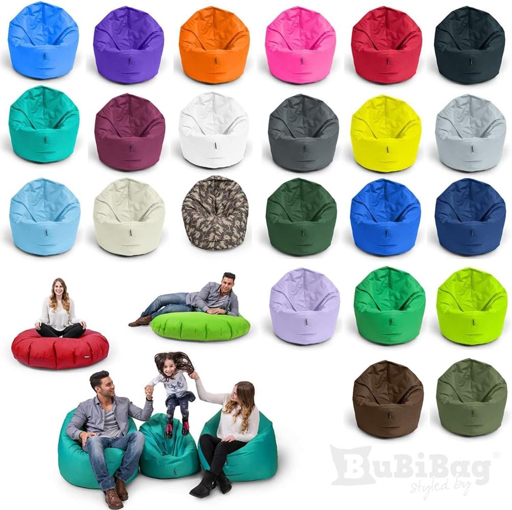 BubiBag Sitzsack für Erwachsene -Indoor Outdoor XL Sitzsäcke, Sitzkissen oder als Gaming Sitzsack, geliefert mit Füllung (125 cm Durchmesser, anthrazit) Bild 1