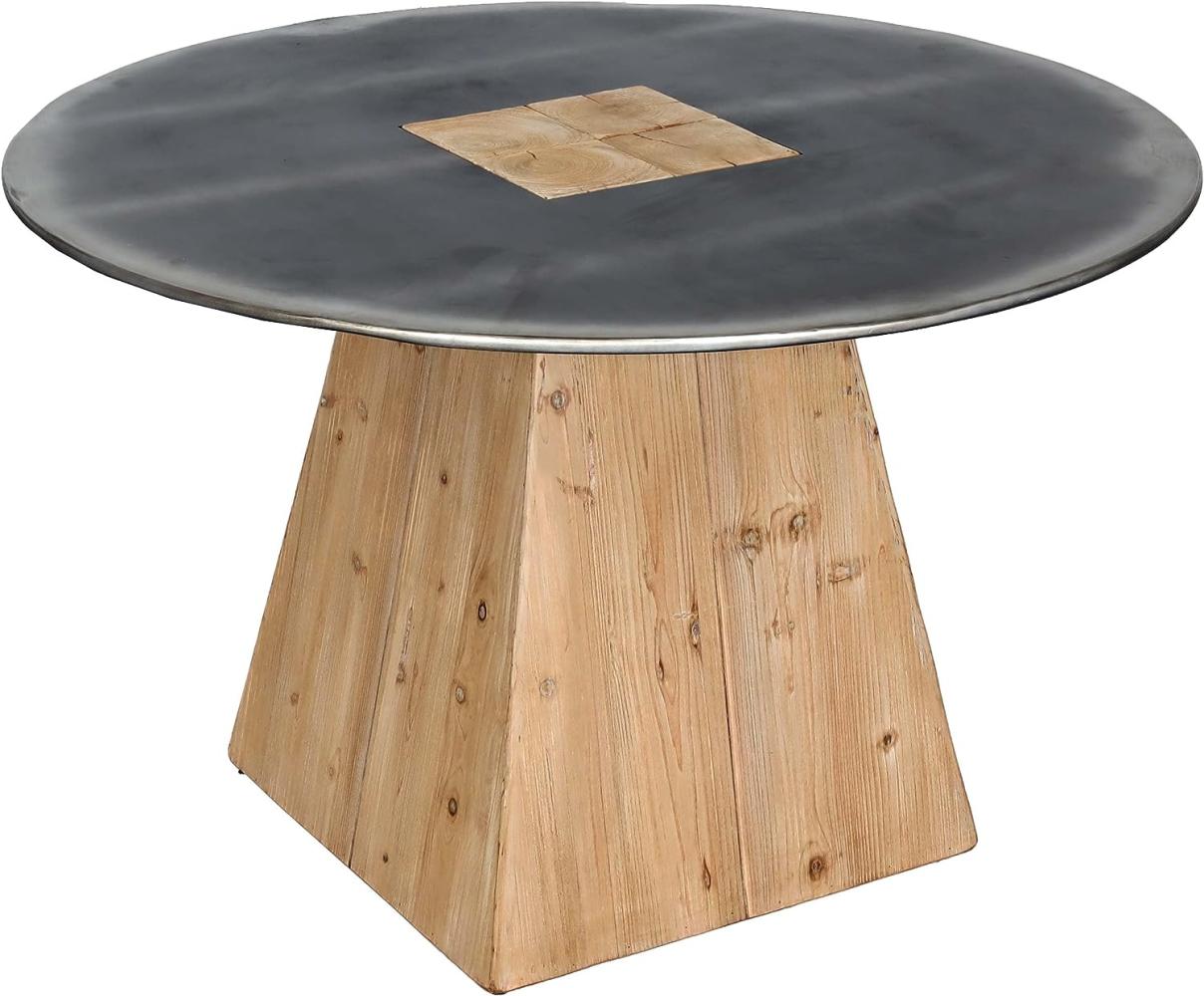 Esstisch HWC-L76, Tisch Esszimmertisch, rund Industrial Massiv-Holz MVG-zertifiziert 74x120cm, natur mit Metall-Optik Bild 1