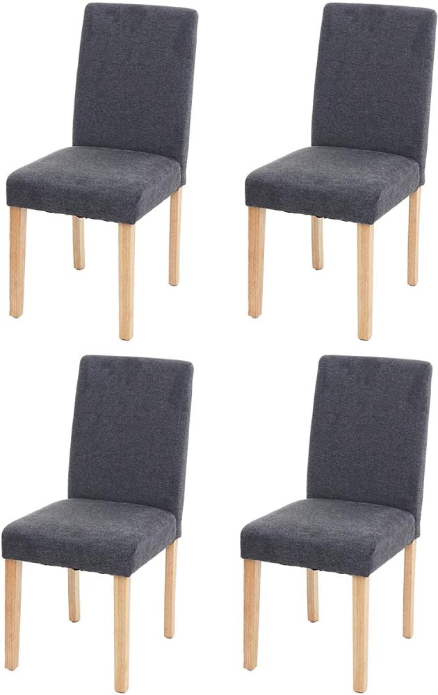 4er-Set Esszimmerstuhl Stuhl Küchenstuhl Littau ~ Textil, anthrazitgrau, helle Beine Bild 1