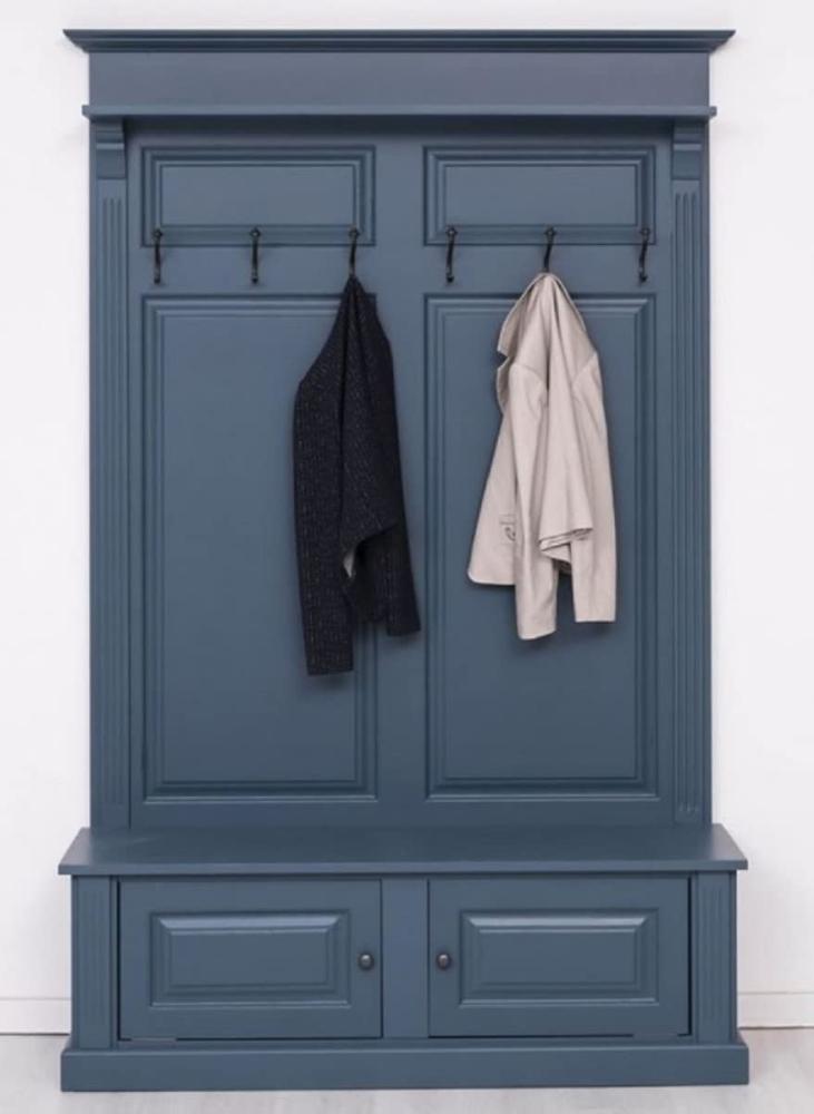 Casa Padrino Landhausstil Massivholz Garderobenschrank Blau 140 x 41 x H. 210 cm - Wand Garderobe - Flur Schrank - Flurmöbel - Garderobenmöbel - Landhausstil Möbel Bild 1