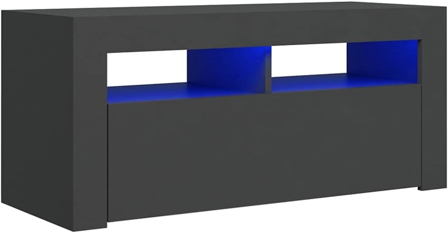 vidaXL TV Schrank mit LED-Leuchten Lowboard Fernsehschrank Fernsehtisch Sideboard HiFi-Schrank TV Möbel Tisch Board Grau 90x35x40cm Bild 1