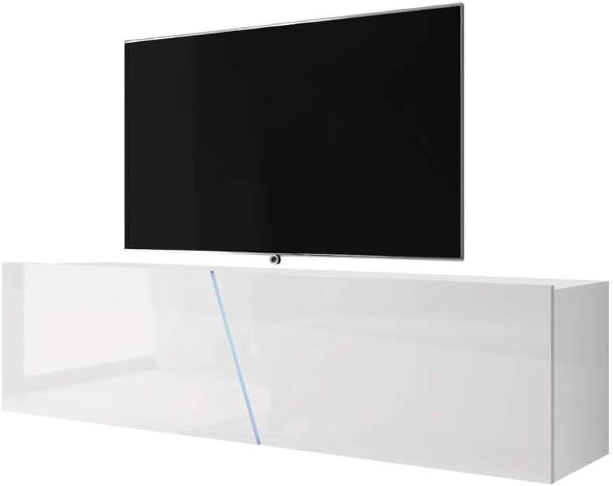 Selsey TV-Lowboard, Weiß Matt/Weiß Hochglanz, 160 x 40 x 35 Bild 1