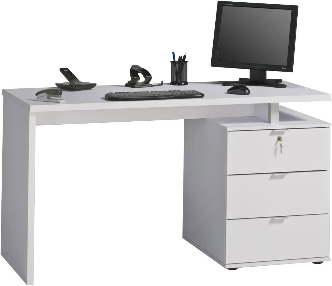 Maja Schreib- und Computertisch, weiß Hochglanz, 75 x 60 x 140 cm Bild 1